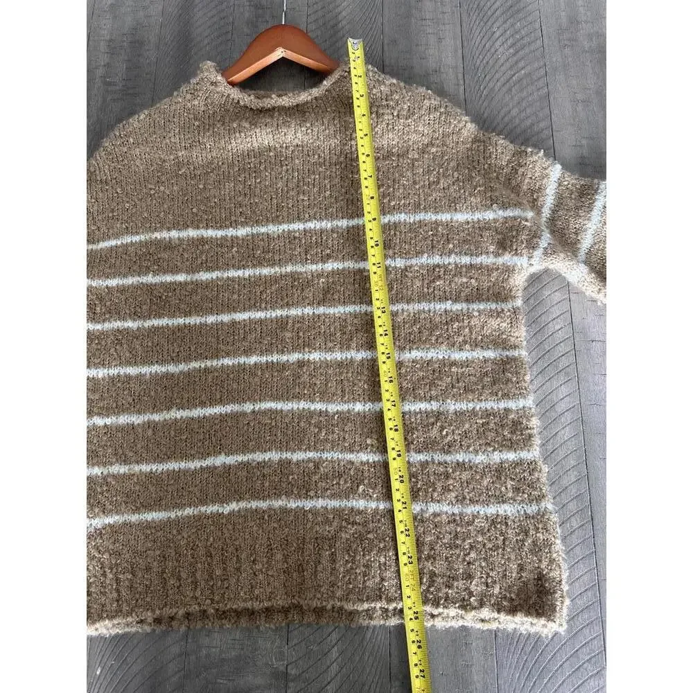 NWOT J.Crew Bouclé Striped Rollneck Sweater Wool/Alpaca Camel Neutral Women’s XS